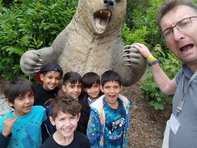 West House boys in the scary clutches of a giant ice age bear creature